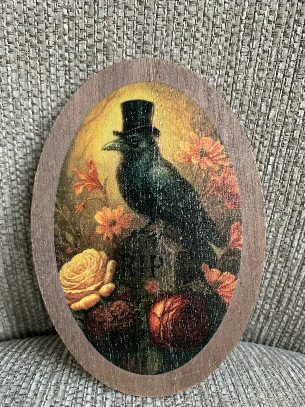 Halloween Black Cat, Raven & Ghost Wooden Icon Set of 3 Seasonal Decor